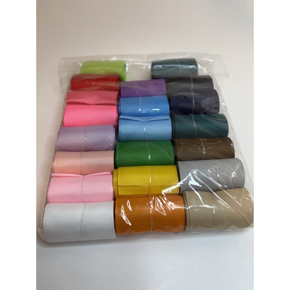 Grosgrain Fabric 2” Ribbons, 21 Assorted Colors 2 Yards Each Roll Total 42 Yards